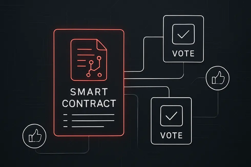 V&aacute;rias pessoas conectadas formando uma rede descentralizada.