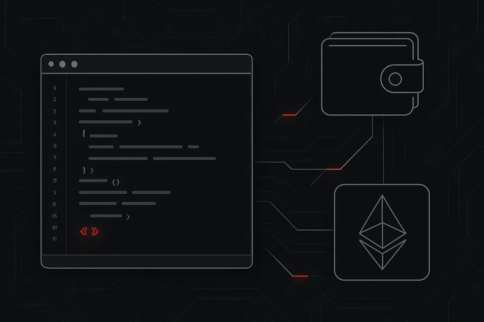 Visualiza&ccedil;&atilde;o abstrata da EVM conectando blocos digitais.