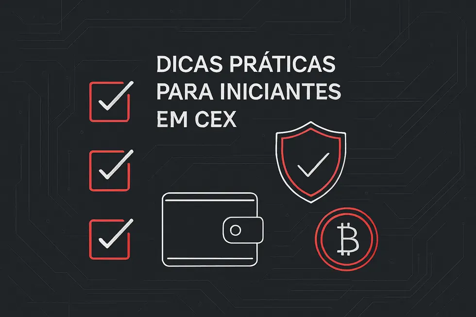 Ilustra&ccedil;&atilde;o de uma exchange centralizada com gr&aacute;ficos e s&iacute;mbolos de moedas.