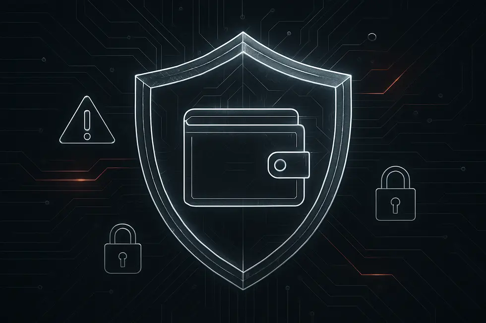 Cofre digital estilizado representando uma carteira de criptomoedas.