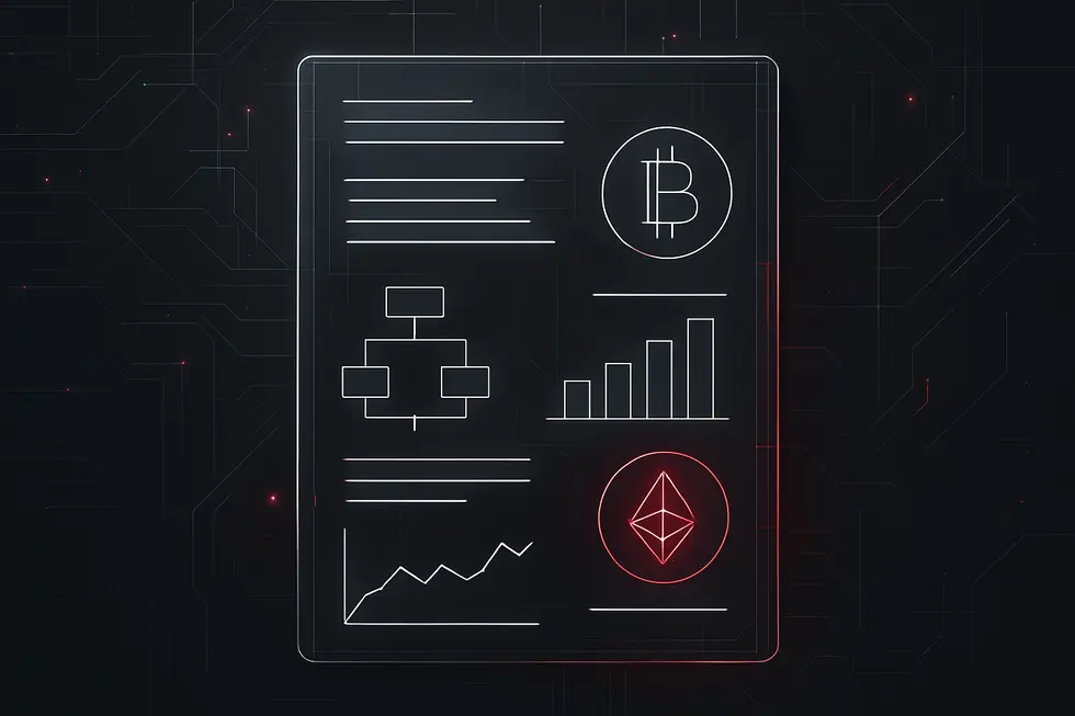 Documento digital técnico típico de projetos de criptomoeda.