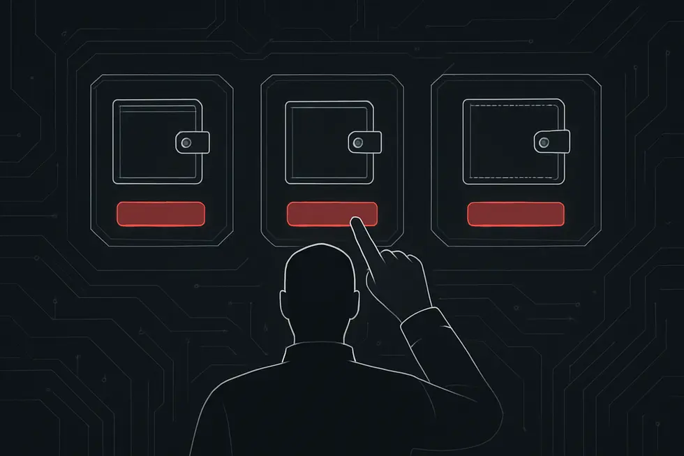 Cofre digital estilizado representando uma carteira de criptomoedas.