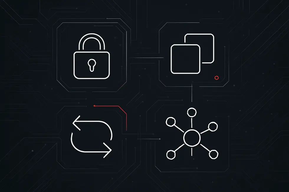 Visualiza&ccedil;&atilde;o abstrata da EVM conectando blocos digitais.