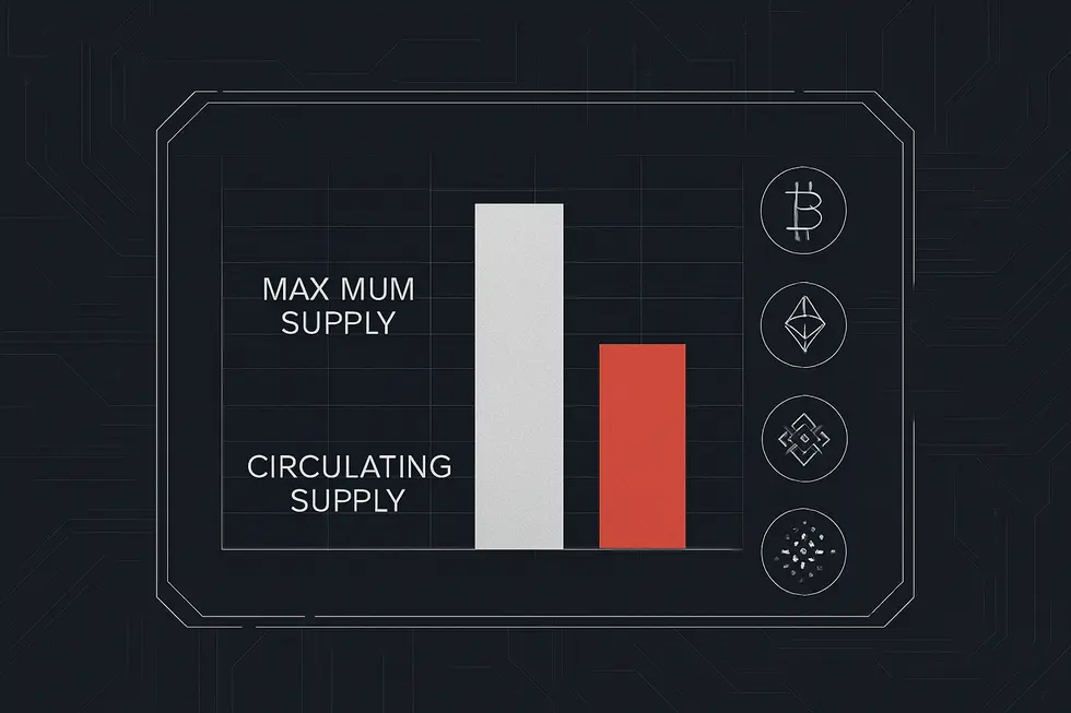 Representa&ccedil;&atilde;o visual dos principais elementos da tokenomics em um ecossistema digital.