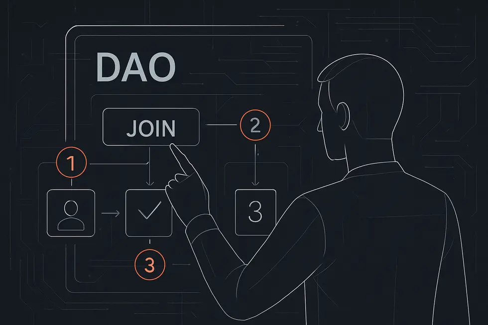 V&aacute;rias pessoas conectadas formando uma rede descentralizada.