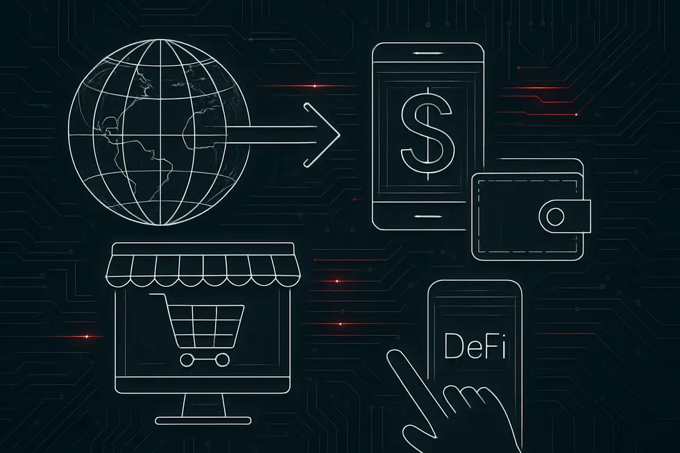 Moedas digitais USDT, USDC e DAI em destaque, simbolizando as principais stablecoins.