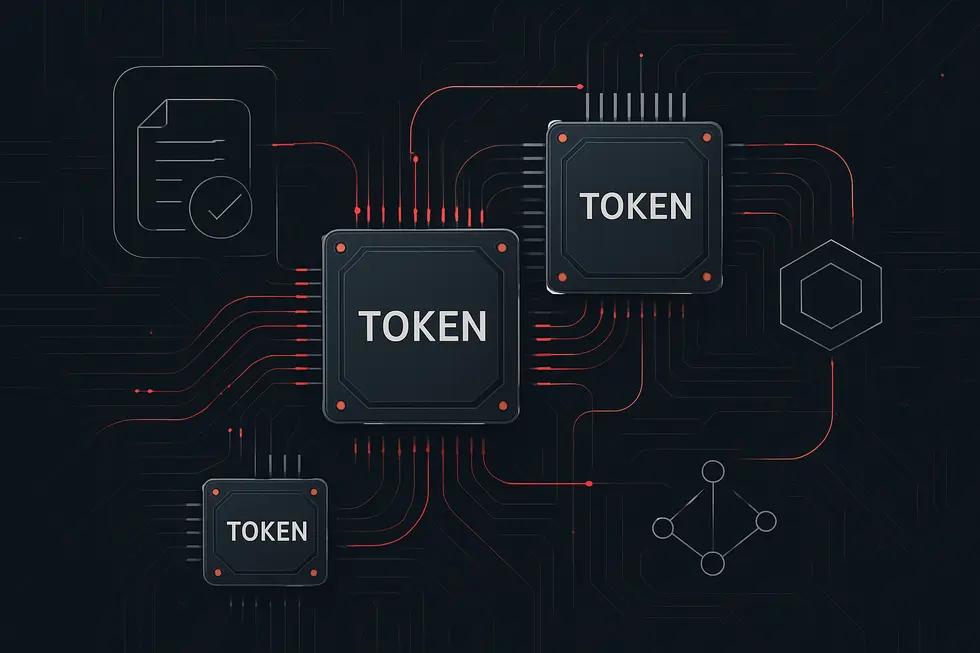 Moedas digitais conhecidas flutuando sobre um fundo tecnol&oacute;gico e escuro.