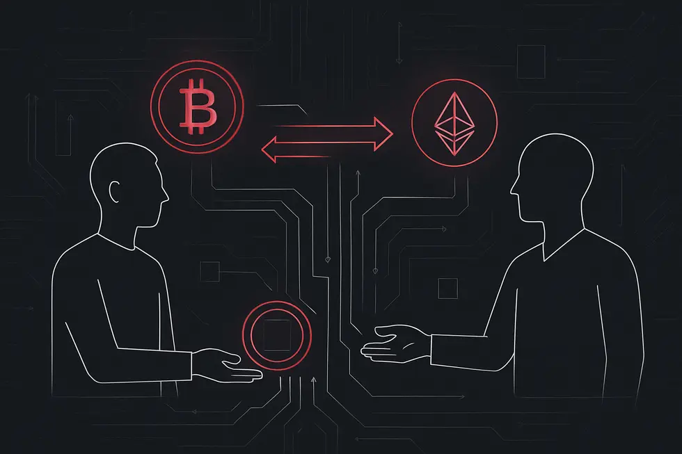 Negocia&ccedil;&atilde;o direta entre usu&aacute;rios em um ambiente descentralizado.