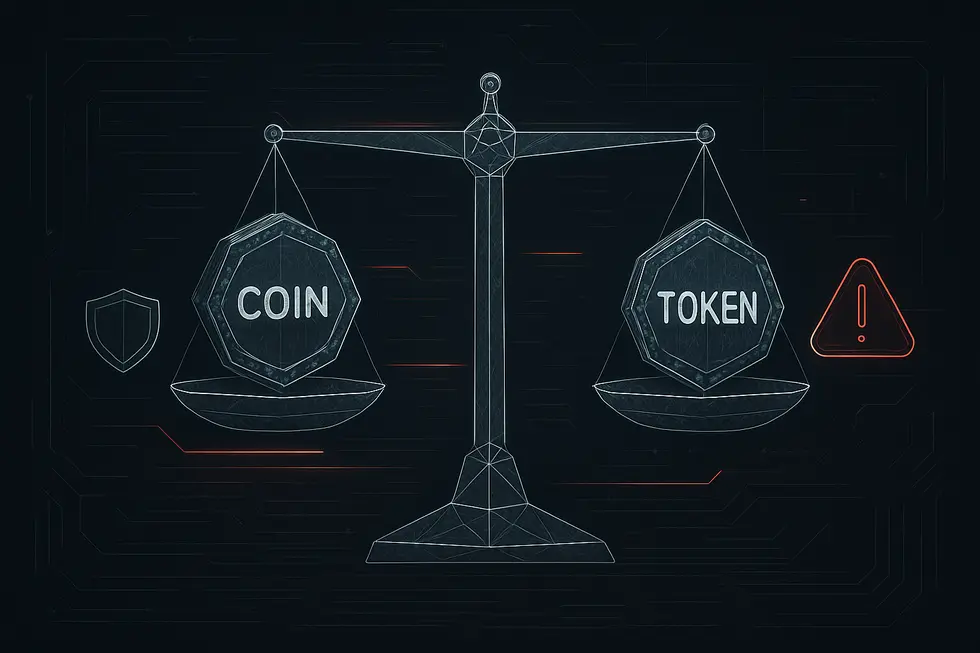 Moedas digitais conhecidas flutuando sobre um fundo tecnol&oacute;gico e escuro.